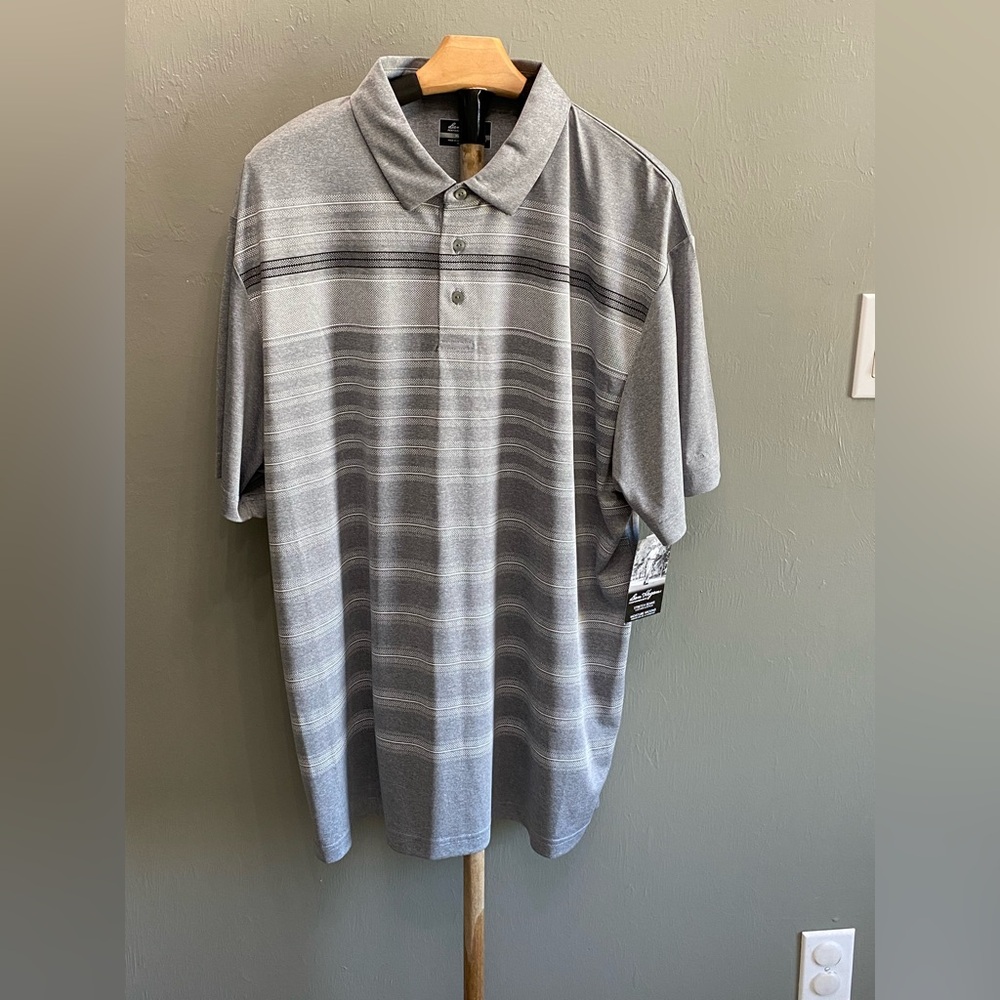 Hogan Men's‎ Polo Shirt in Gray and Black Stripes